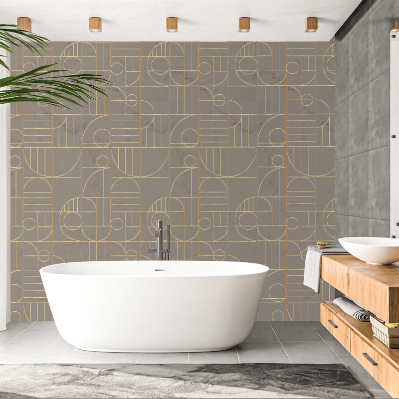 Geometric Marble Brown Wallpaper
