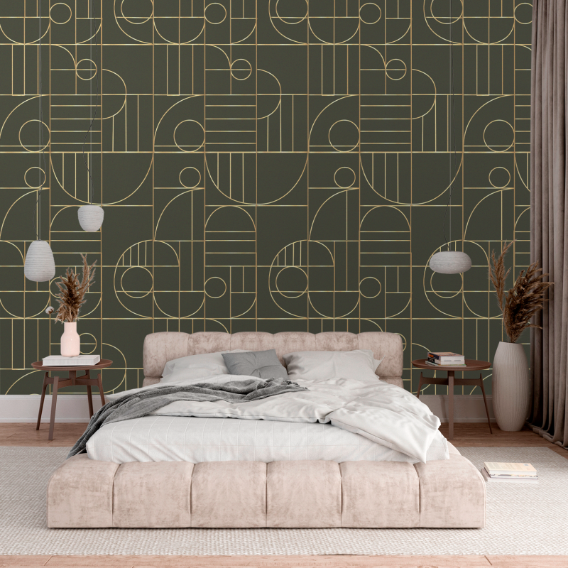 Papier Peint Géométrique de Luxe Vert