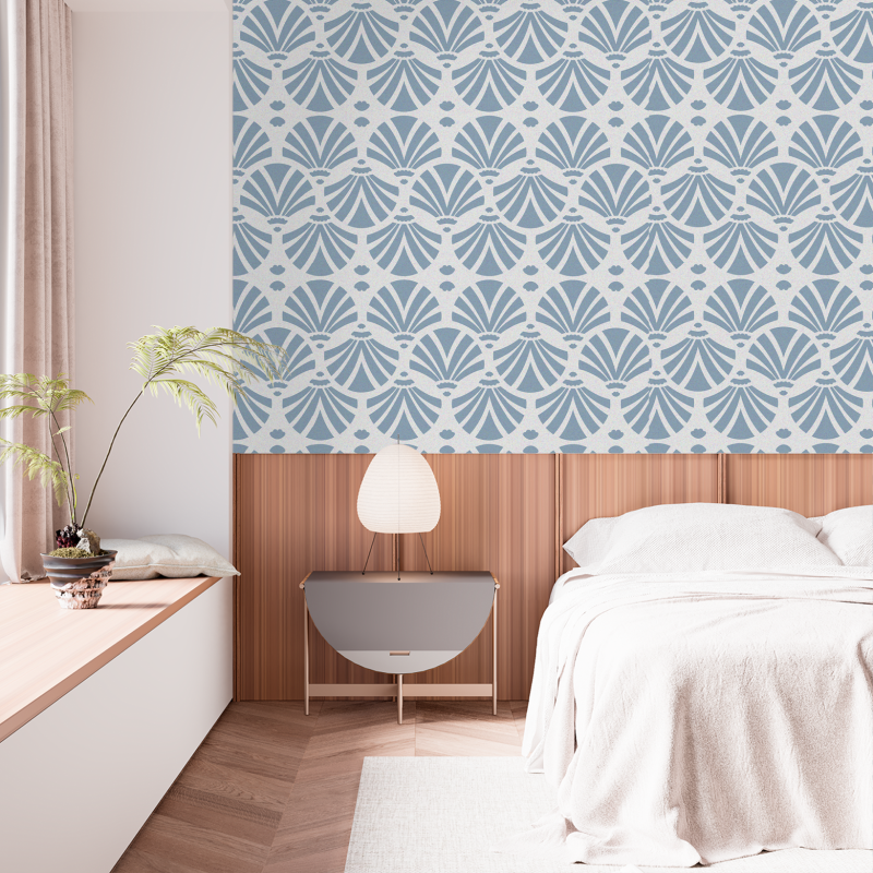 Papel Pintado Victoriano Azul con Blanco