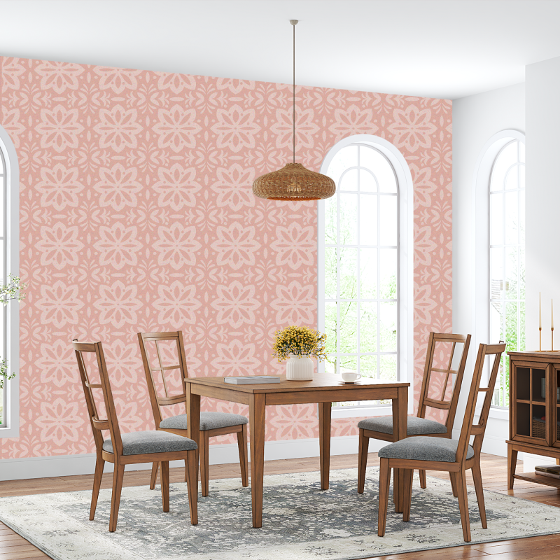 Victorian Pink Floral Wallpaper