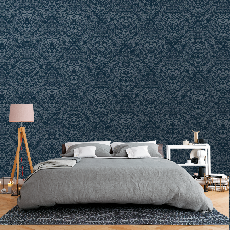 Papier Peint Victorien Bleu Marine