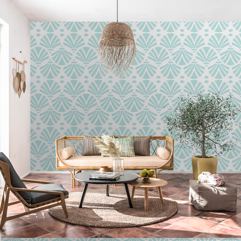 Papier peint victorien marine vert