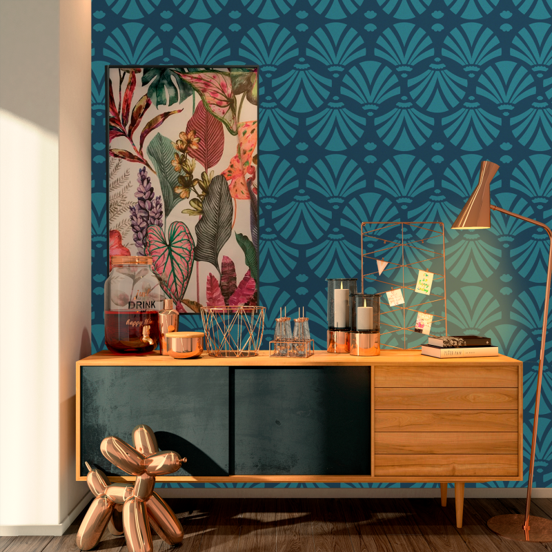 Victorian Navy Blue Wallpaper