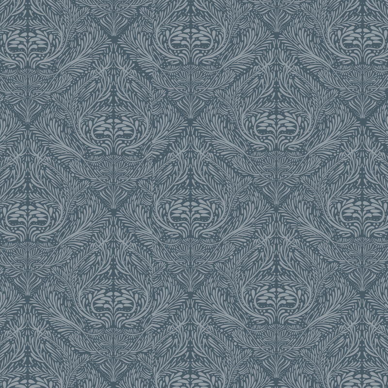 Victorian Steel Blue Wallpaper