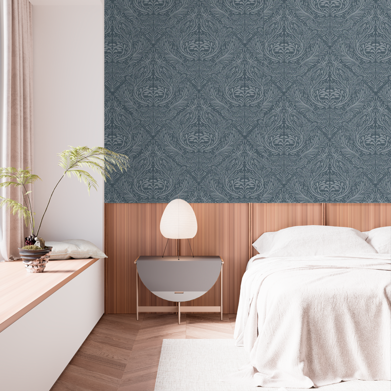 Victorian Steel Blue Wallpaper