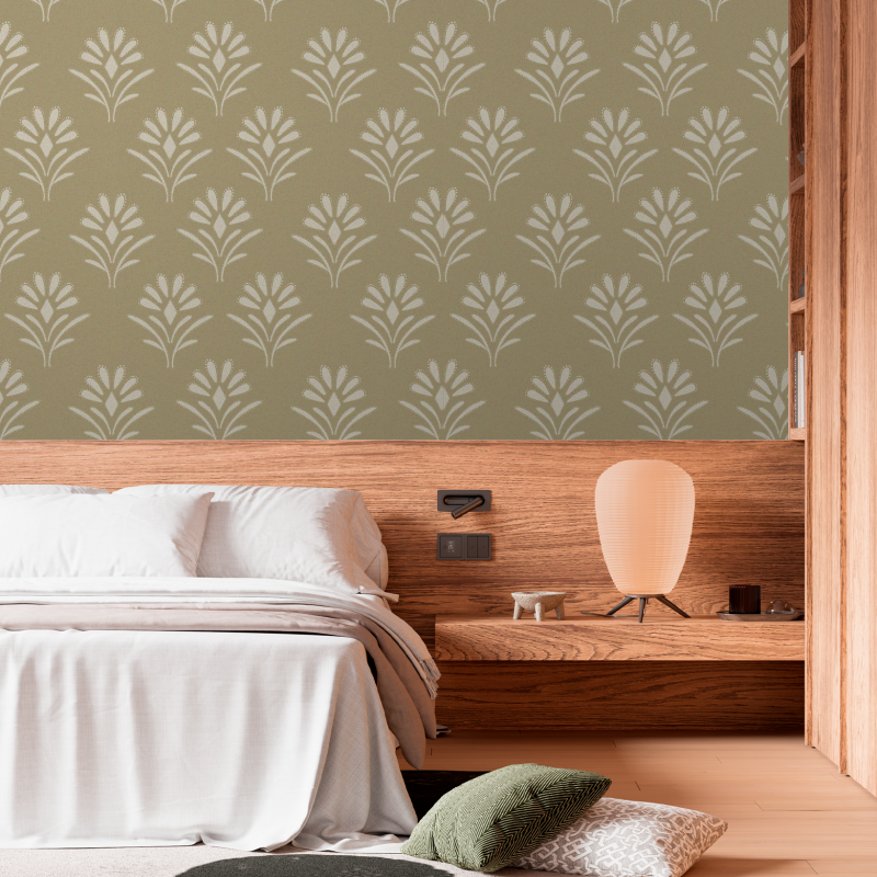 Papel Pintado Floral Victoriano Verde Claro