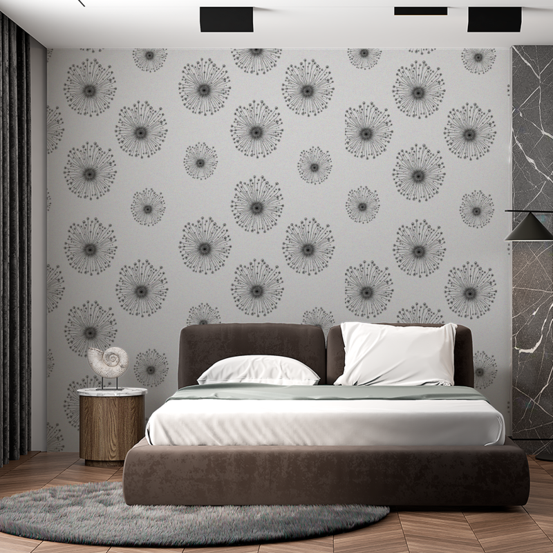 Papel Pintado Floral Dandelions Blanco