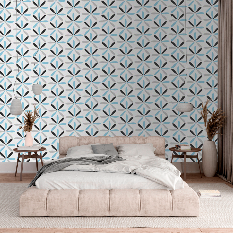 Papel Pintado Floral Vectorial Azul