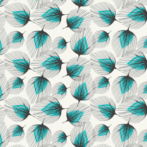 Blue Floral Feather Wallpaper