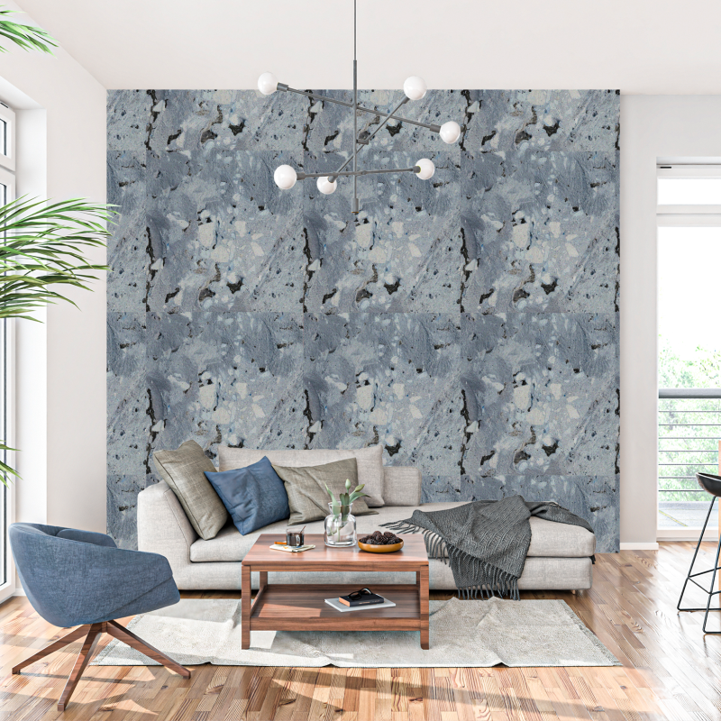 Papier Peint Floral Plume Bleue