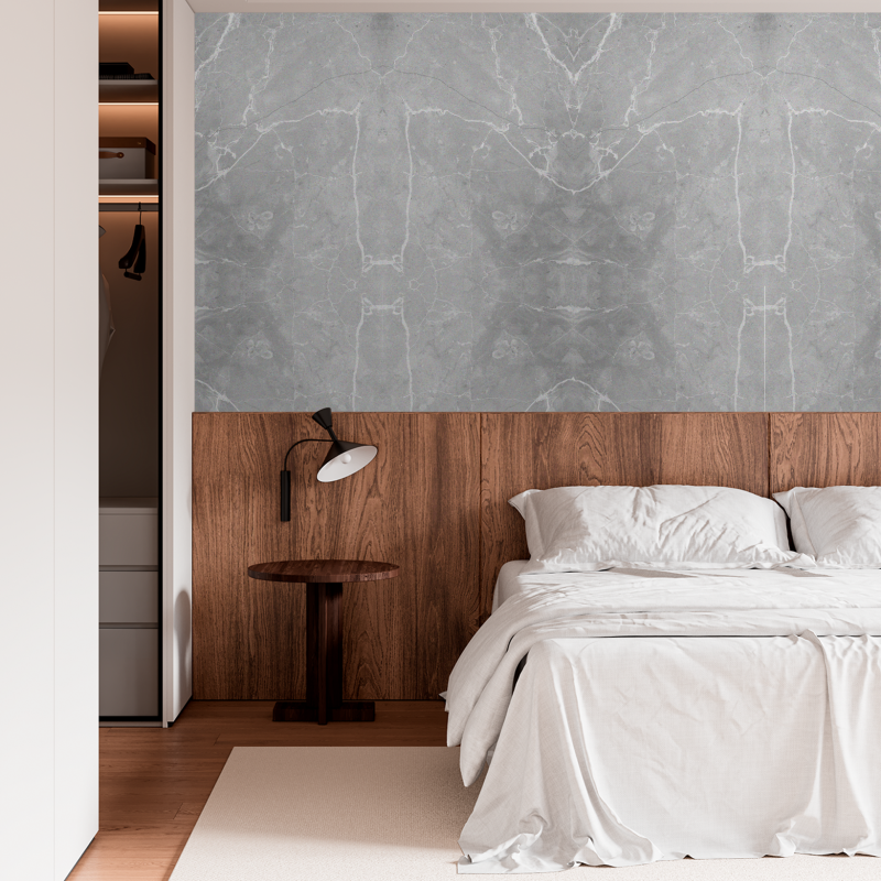 Papel Pintado Marmol Gris con Beta Blanca