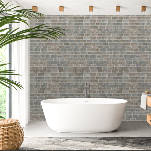 Grey and Blue Brick Wallpaper