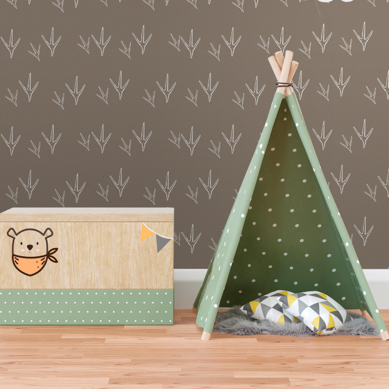 Papel pintado Infantil Huellas Terodactilo