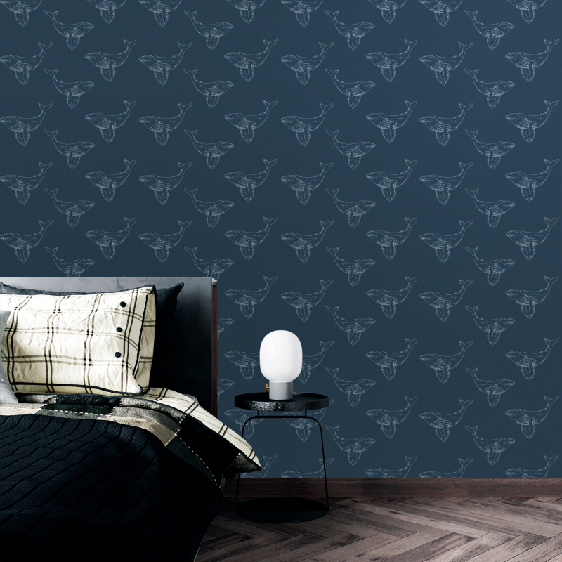 Papier Peint Animal Baleine Bleue