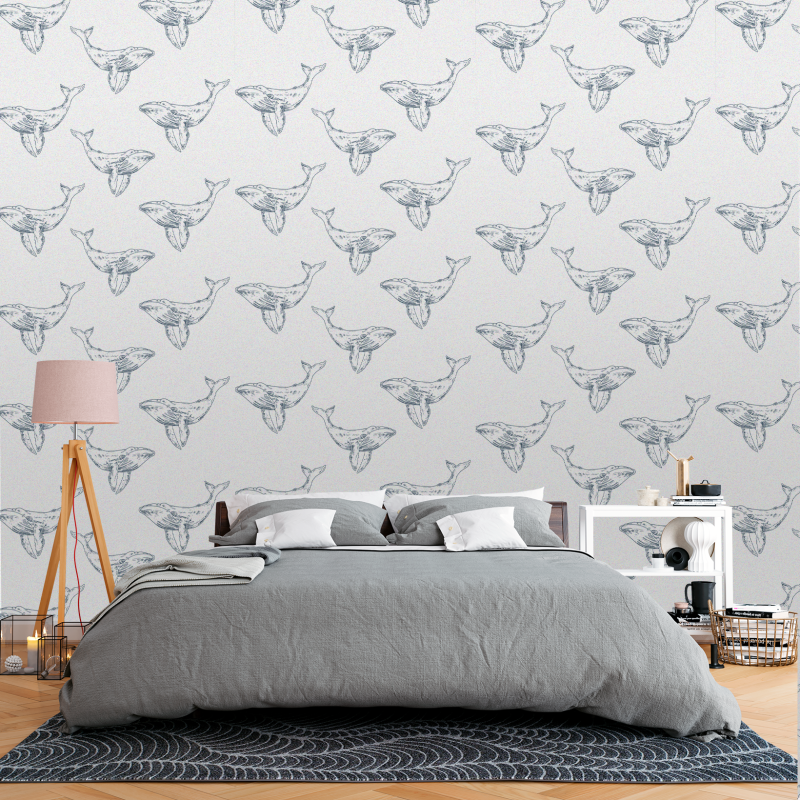 Papel Pintado Animal Ballena Azul