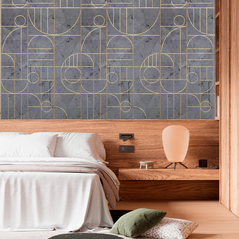 Papel Pintado Geométrico Piedra Gris