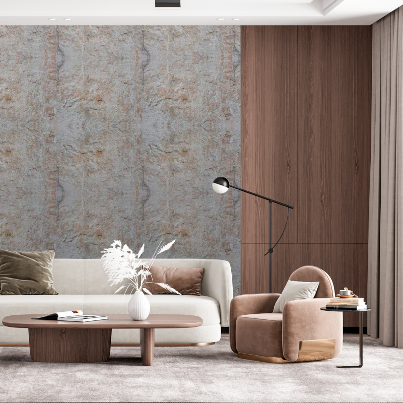 Papier Peint Pierre Rustique Grise