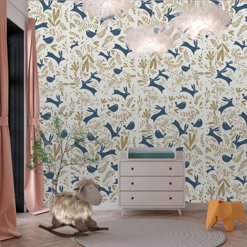 Papier Peint Animal Victorien Blanc