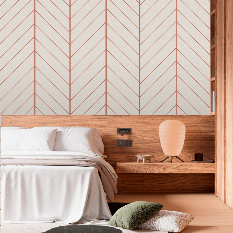 Papel Pintado Zig Zag Oro rosa