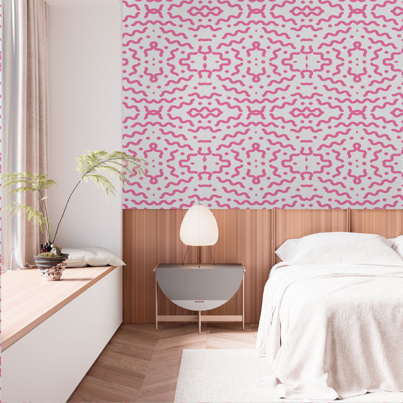 Geometrische Rosa und Weiße Tapete