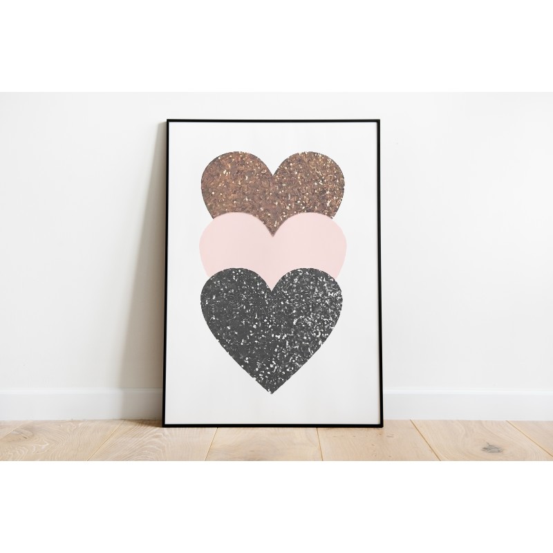 Decorative Geometric Hearts Print