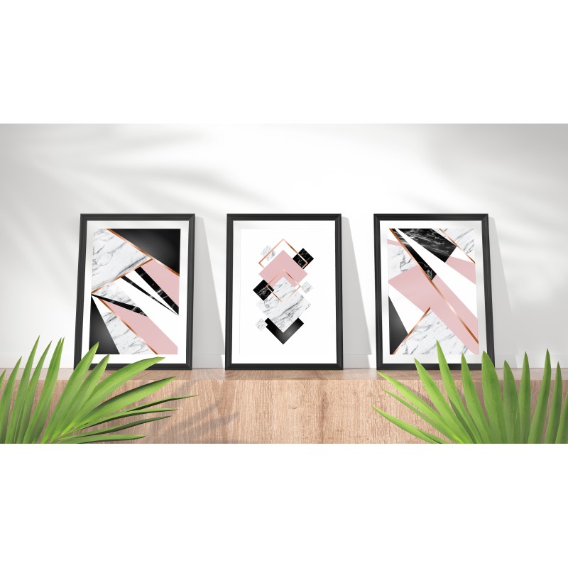 Decorative Geometric Pink and Black Print