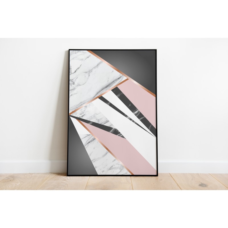 Decorative Geometric Pink and Black Print