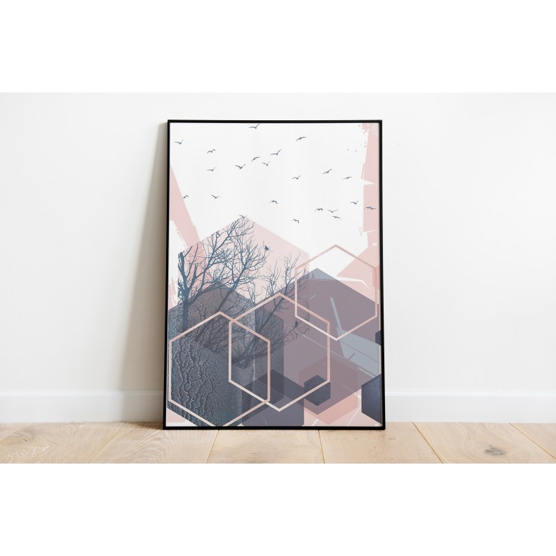 Lámina Decorativa Geométrico Morado y Rosa