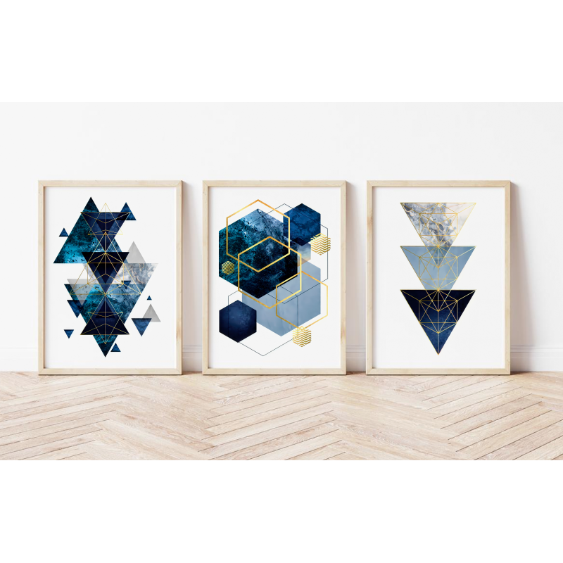 Blaue Geometrische Dekorative Druckgrafik