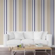 Camel and blue striped wallpaper