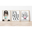 Stampe decorative di Marilyn Monroe e Audrey Hepburn Bubble Gum