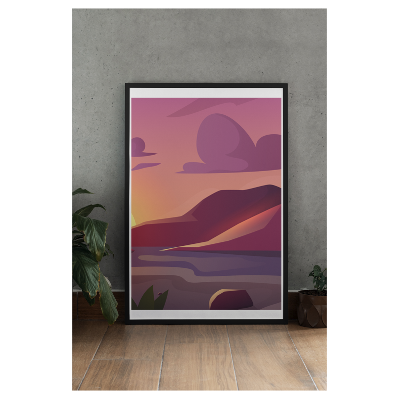 Lámina Decorativa Atardecer Ilustrado