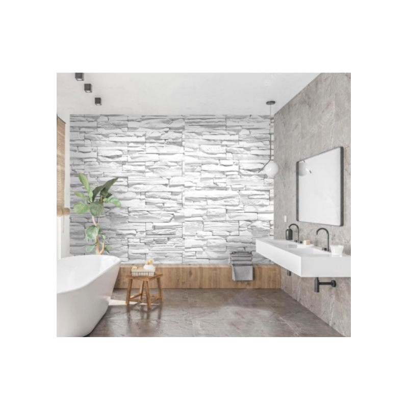 Papel Pintado Piedra Picada Blanco