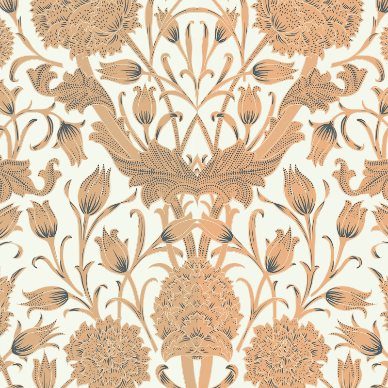 Floral Wallpaper with Orange Roses