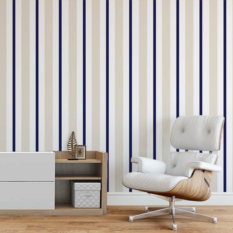 Beige und blau gestreifte Tapete