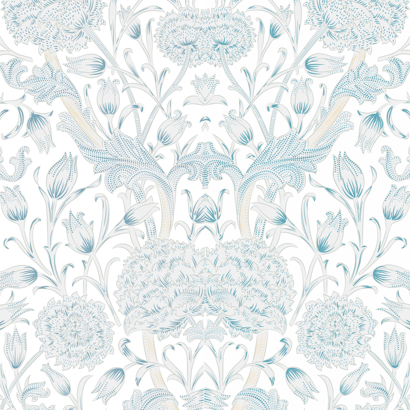 White Rose Floral Wallpaper