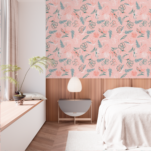 Papier peint floral rose...