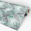 Mint Green Tropical Floral Wallpaper