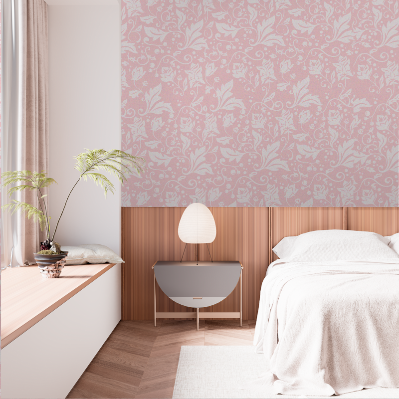 Papel Pintado Floral Tropical Rosa Pastel