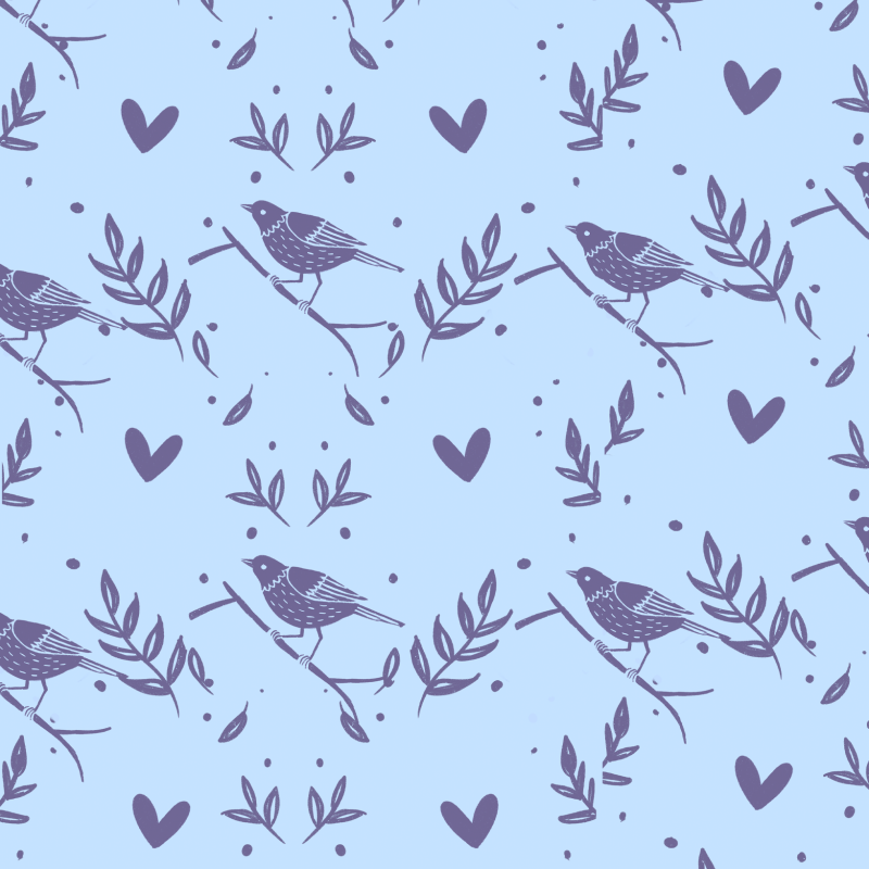 Papier Peint Animal Petits Oiseaux Violets