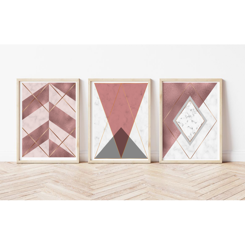 Decorative Pink Marble Geometric Print