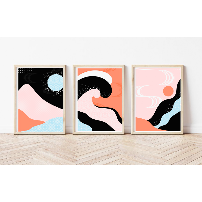 Decorative Print Modern Pink Waves
