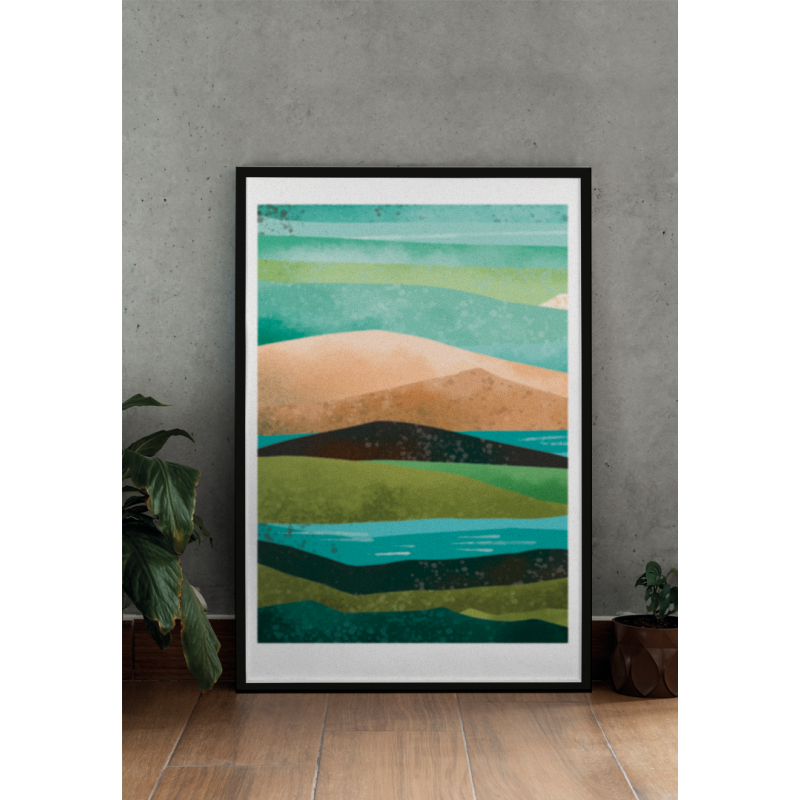 Decorative Print Modern Green Mountains