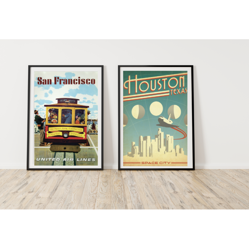 Dekorative Druckstädte San Francisco und Houston Texas