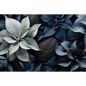 Murale 3D de Fleurs Bleues