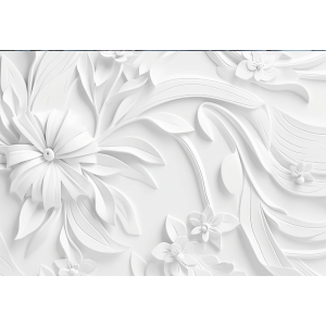 3D White Flowers Photomural
