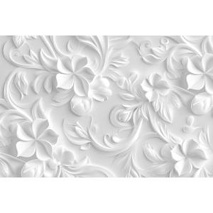 3D White Flowers Photomural