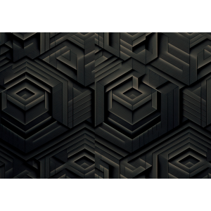 Black Geometric 3D Wall Mural