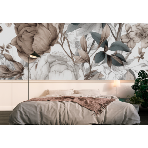 Mur de photos de roses séchées