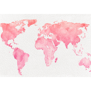 Murale Carte du Monde Rose